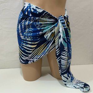 Coqueta Swim Women NIB Chiffon Short Palm Print Sarong Cover Up in Plus and OS